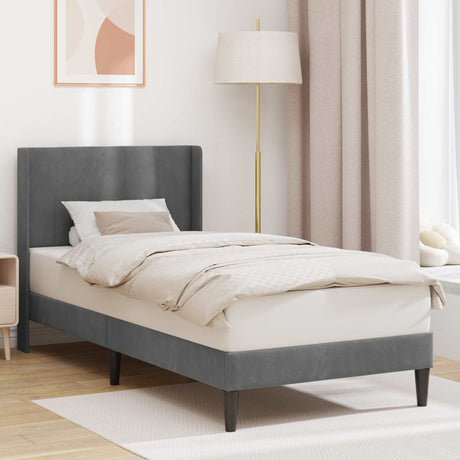 Vidaxl bedframe met hoofdeinde donkergrijs 100 x 203 cm fluweel