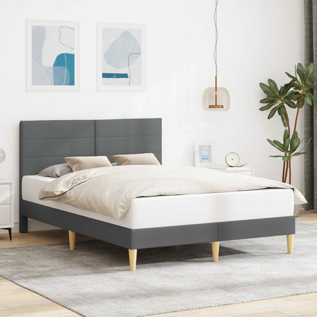 Vidaxl bedframe met hoofdeinde donkergrijs 140 x 200 cm stof