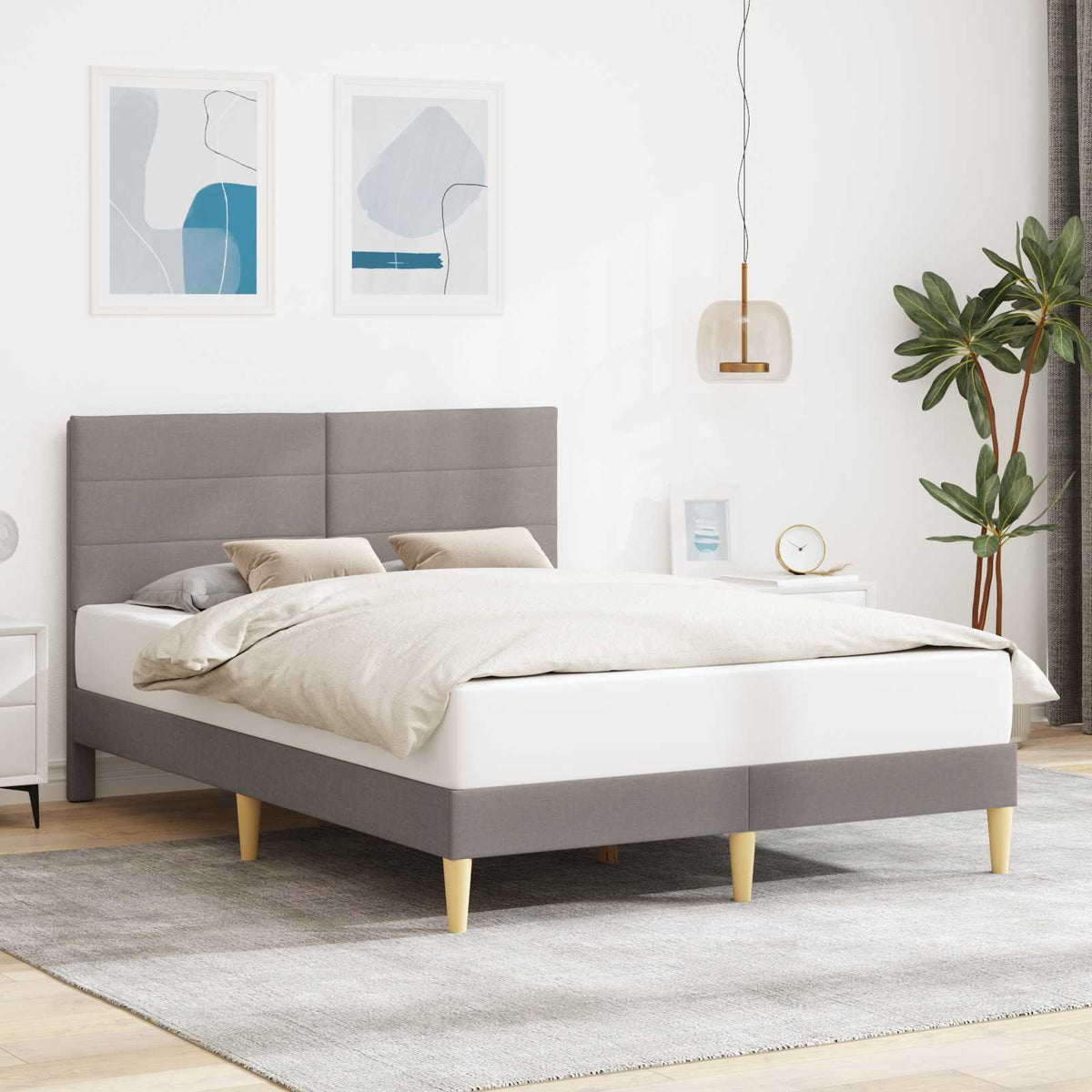 Vidaxl bedframe met hoofdeinde taupe 140 x 200 cm stof