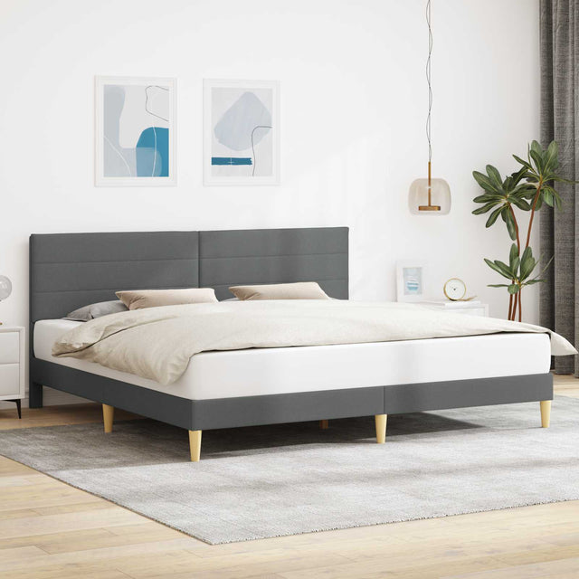 Vidaxl bedframe met hoofdeinde donkergrijs 180 x 200 cm stof