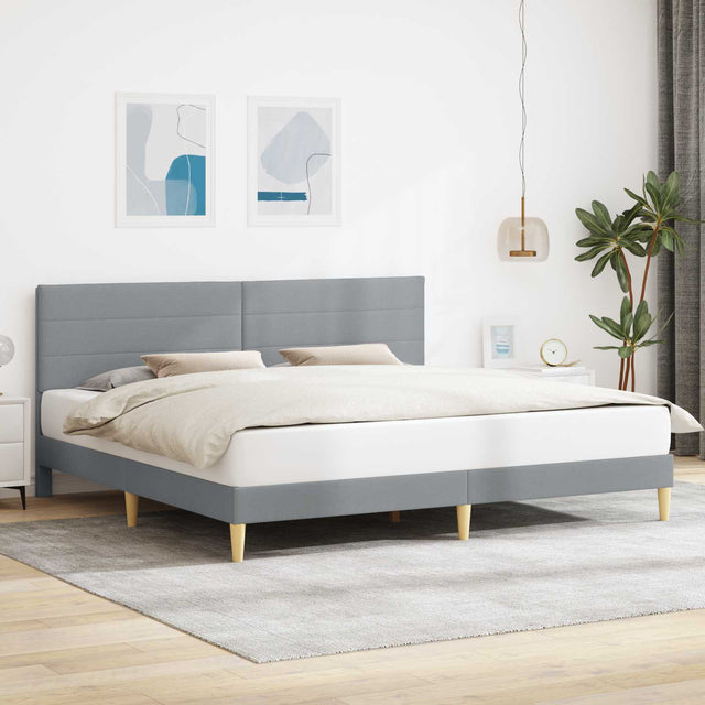 Vidaxl bedframe met hoofdeinde lichtgrijs 200 x 200 cm stof