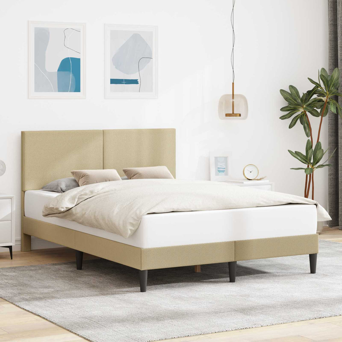 Vidaxl bedframe lichtgroen grijs 120 x 190 cm katoen stof