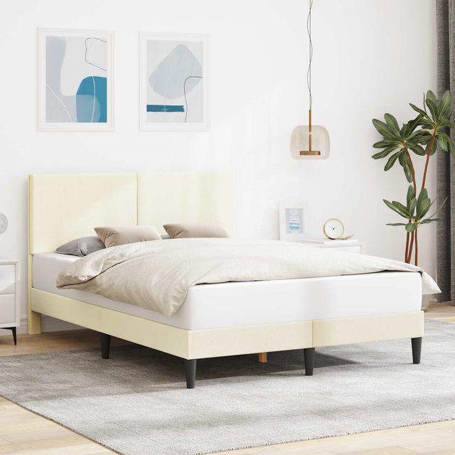 Vidaxl bedframe met hoofdeinde crèmekleurig 120 x 200 cm katoen stof