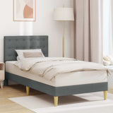 Vidaxl bedframe met hoofdeinde donkergrijs 90 x 190 cm stof