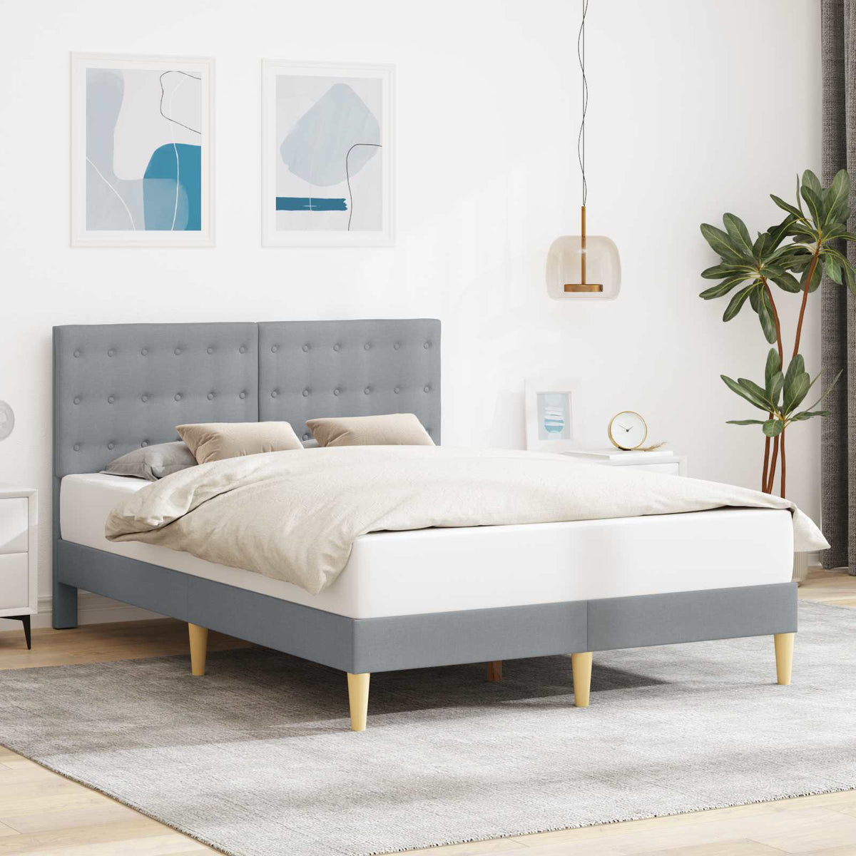 Vidaxl bedframe met hoofdeinde lichtgrijs 120 x 190 cm stof