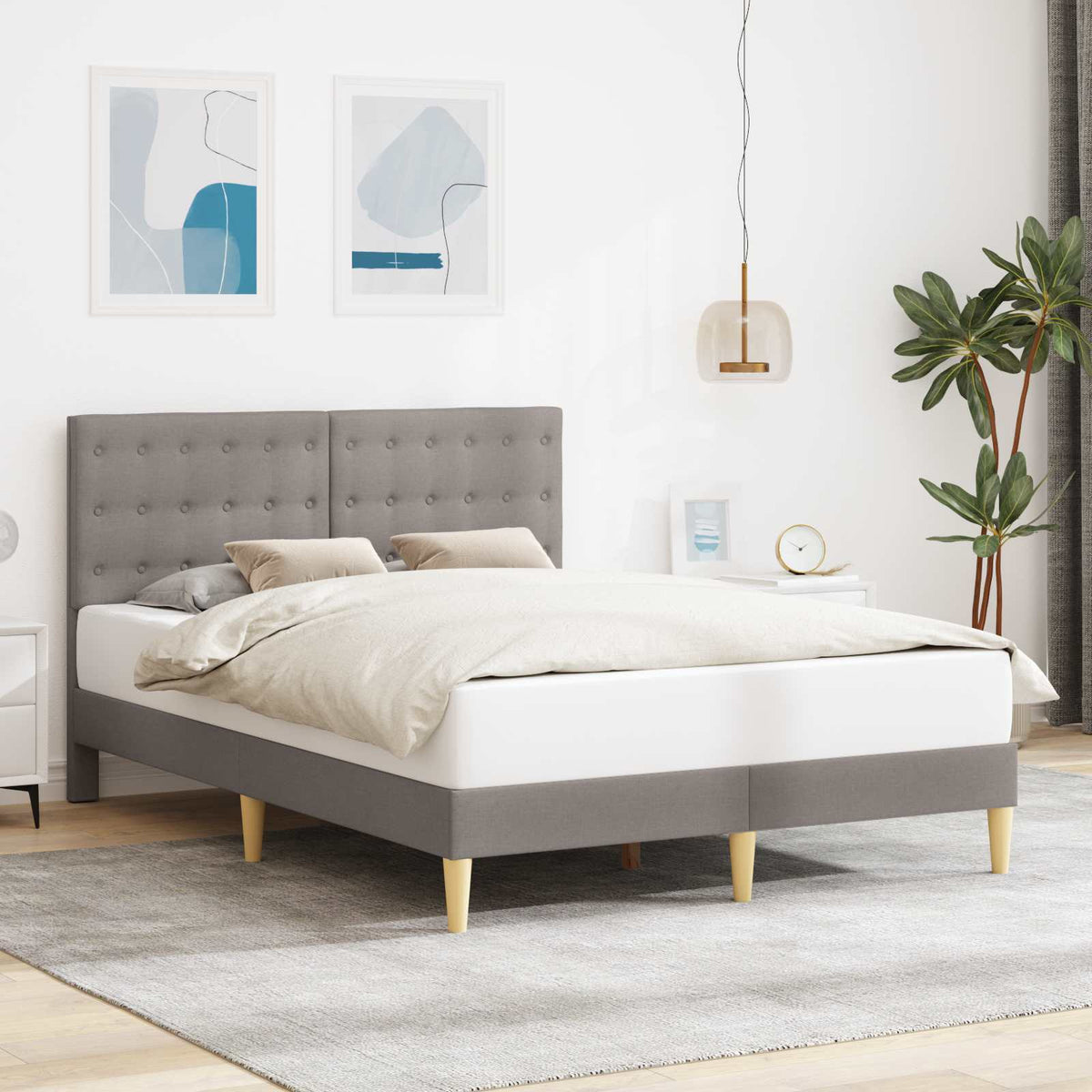 Vidaxl bedframe met hoofdeinde taupe 120 x 190 cm stof