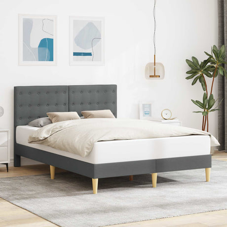 Vidaxl bedframe met hoofdeinde donkergrijs 140 x 200 cm stof
