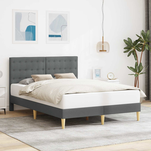 Vidaxl bedframe met hoofdeinde donkergrijs 160 x 200 cm stof
