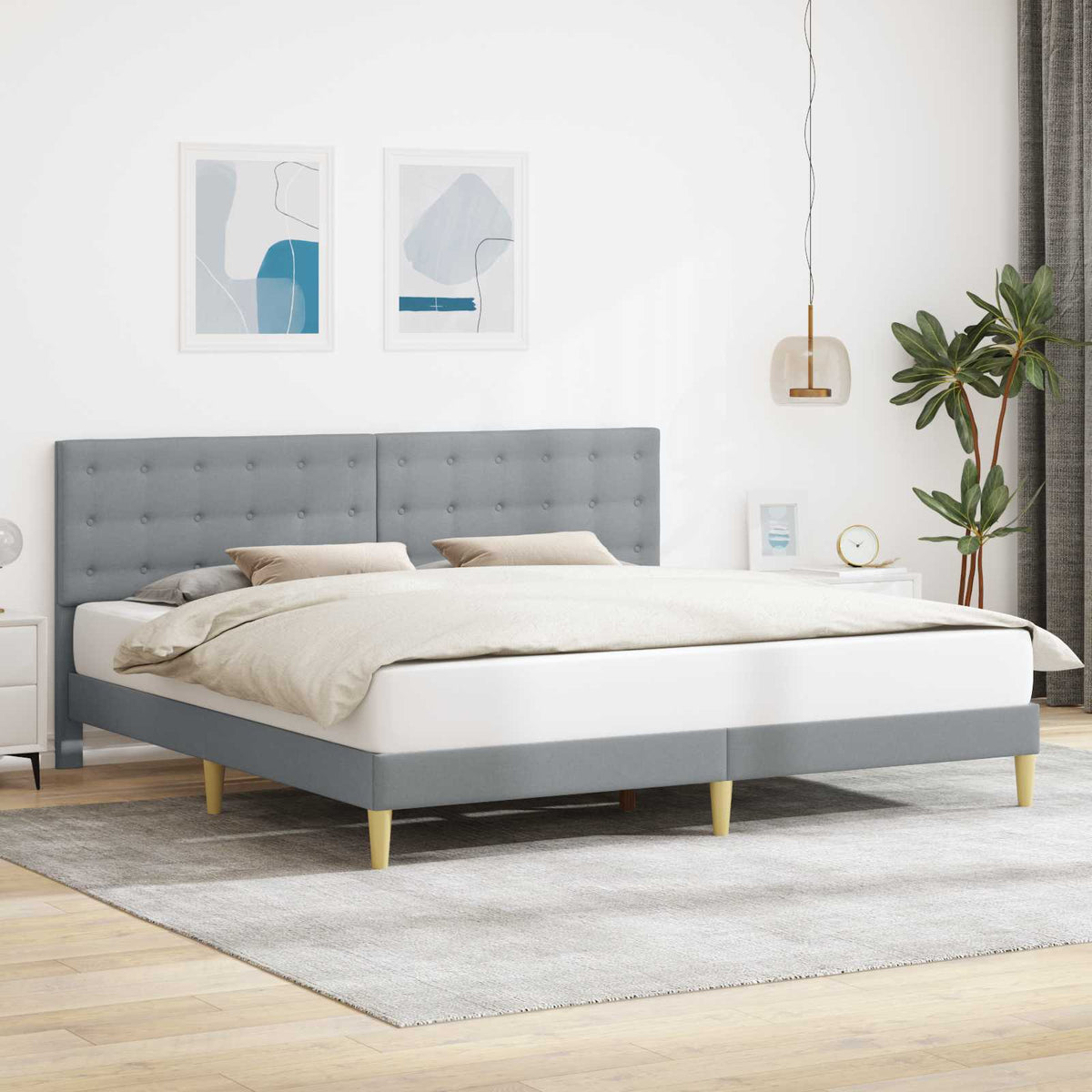 Vidaxl bedframe met hoofdeinde lichtgrijs 180 x 200 cm stof