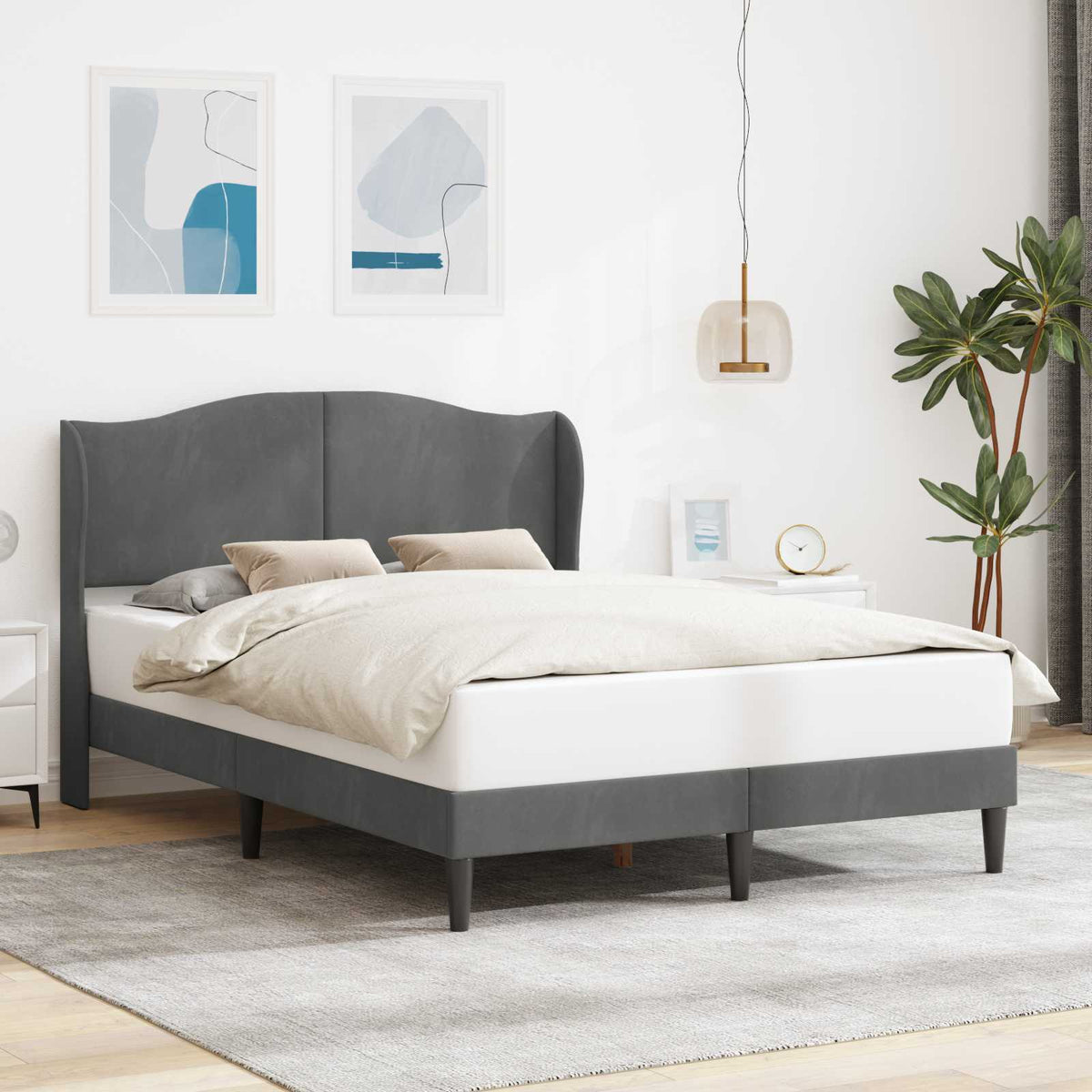 Vidaxl bedframe met hoofdeinde donkergrijs 160 x 200 cm fluweel
