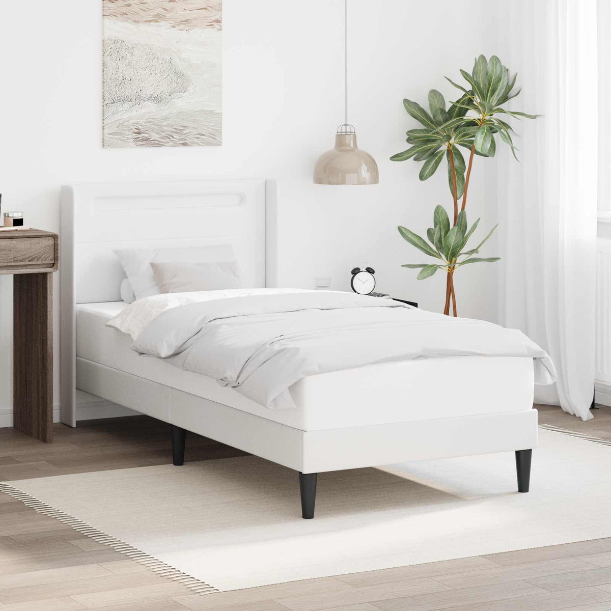 Vidaxl bedframe met led-stripverlichting wit 80 x 200 cm kunstleer