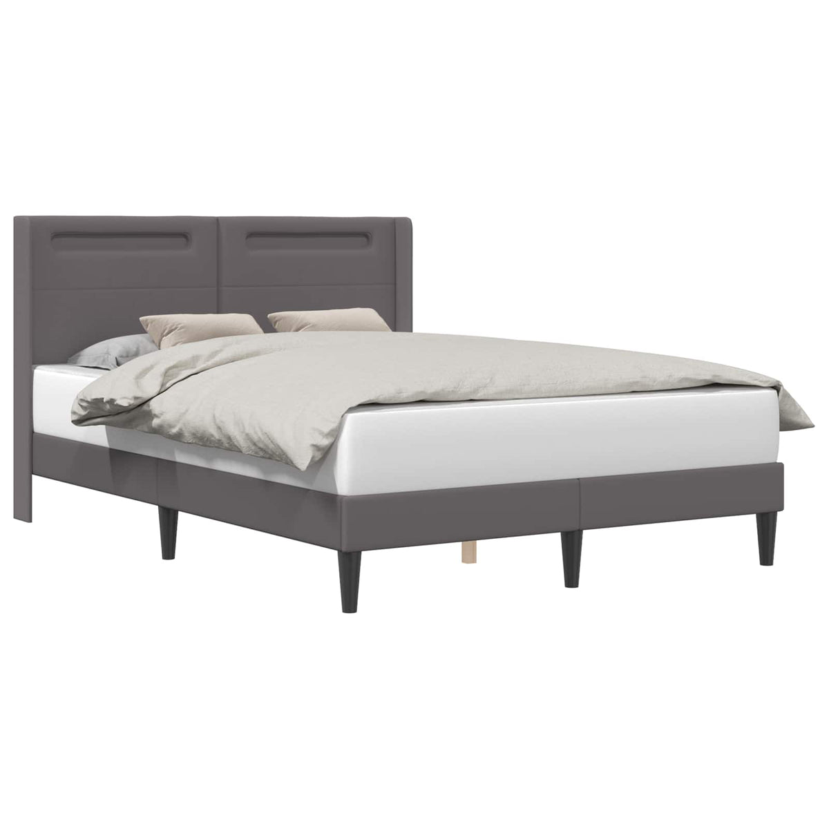 Vidaxl bedframe met led-stripverlichting grijs 140 x 190 cm kunstleer