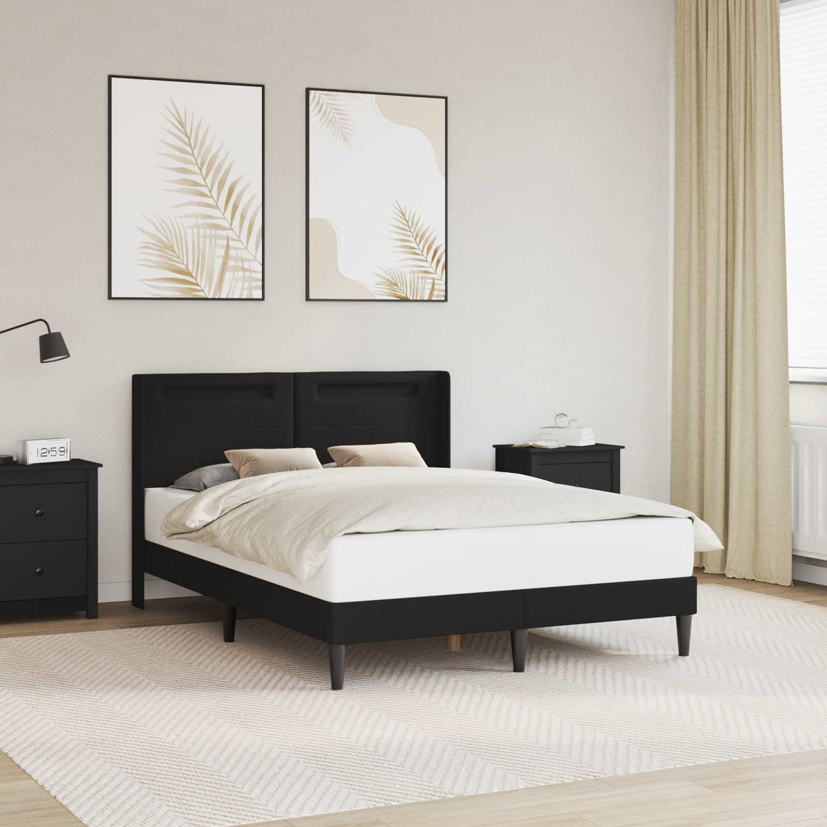 Vidaxl bedframe met led-stripverlichting zwart 140 x 190 cm kunstleer
