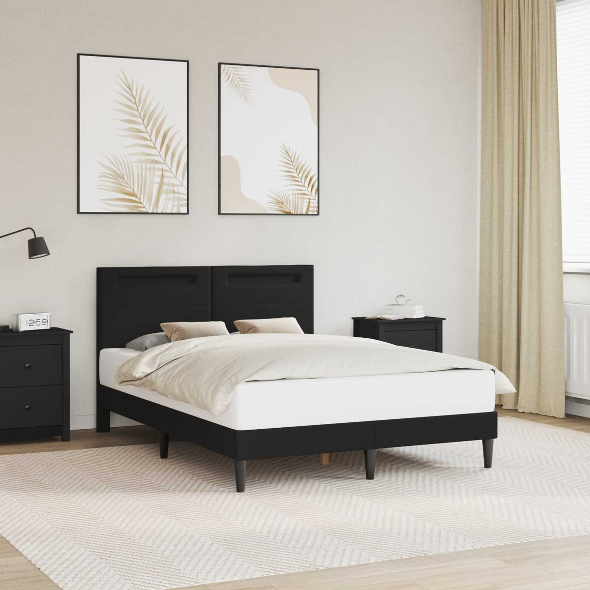 Vidaxl bedframe met led-stripverlichting zwart 120 x 190 cm kunstleer