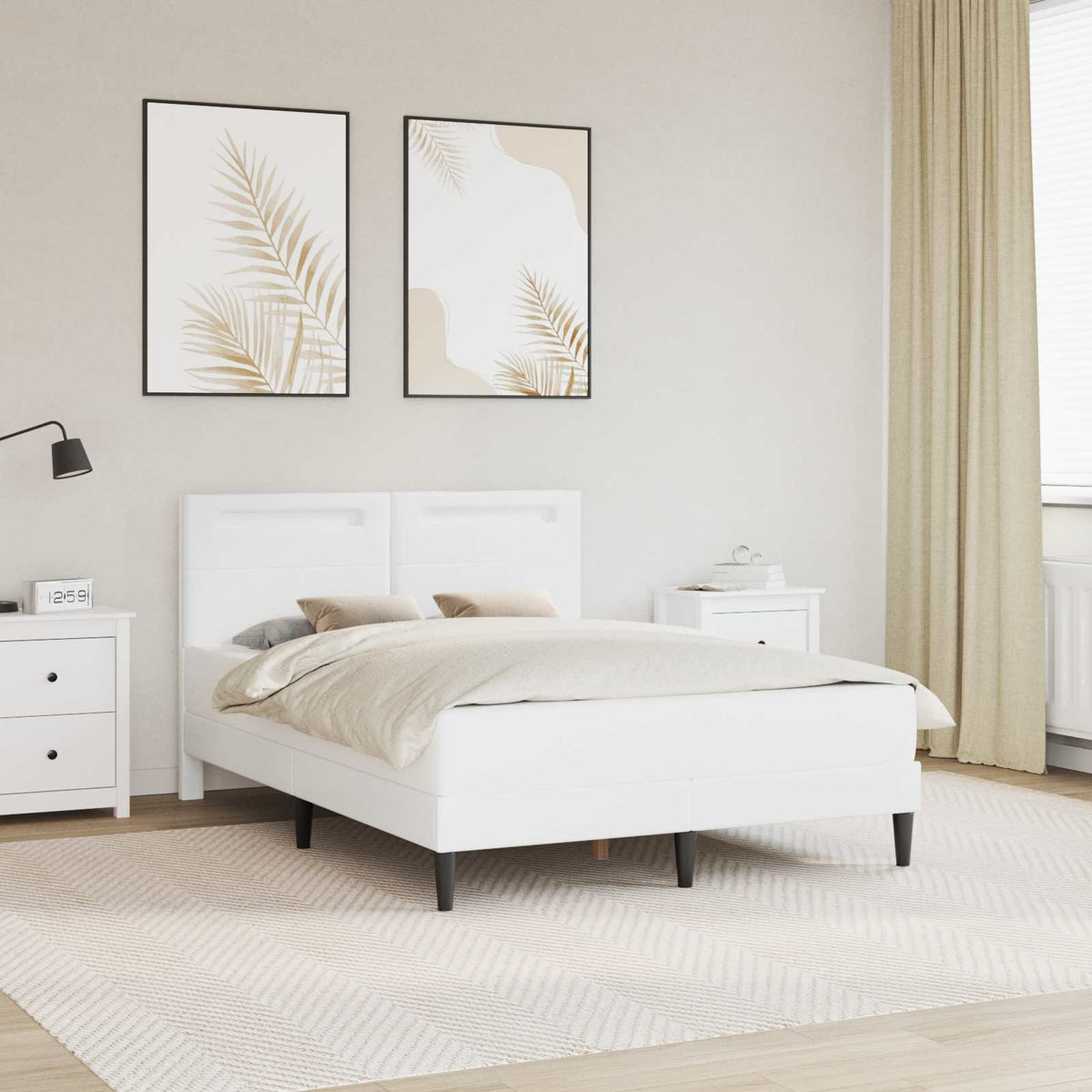 Vidaxl bedframe met led-stripverlichting wit 120 x 190 cm kunstleer
