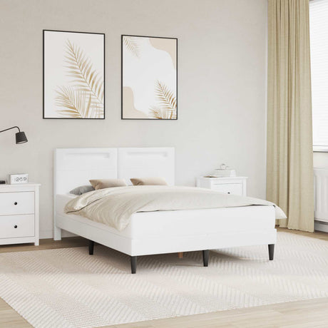Vidaxl bedframe met led-stripverlichting wit 140 x 190 cm kunstleer