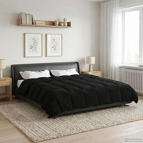 Vidaxl vol jaar dekbed 200 x 220 cm 4 seizoenen zwart ademend
