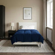 Vidaxl vol jaar dekbed 135 x 200 cm 4 seizoenen donkerblauw ademend
