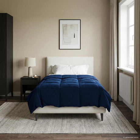 Vidaxl vol jaar dekbed 135 x 200 cm 4 seizoenen donkerblauw ademend