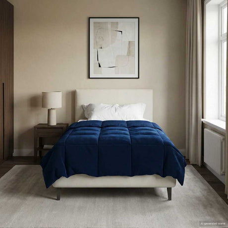 Vidaxl vol jaar dekbed 155 x 220 cm 4 seizoenen donkerblauw ademend