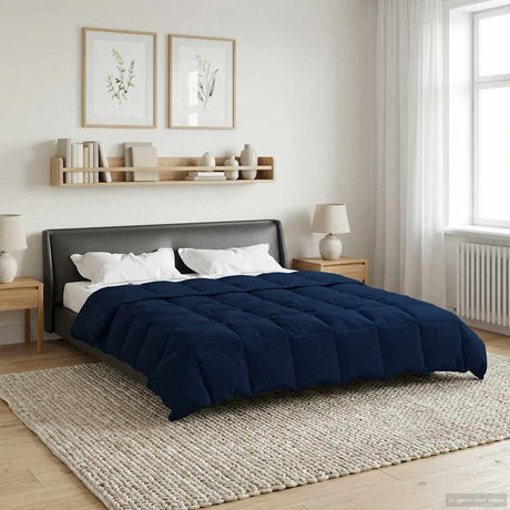 Vidaxl vol jaar dekbed 220 x 240 cm 4 seizoenen donkerblauw ademend