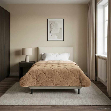 Vidaxl zomer dekbed 140 x 220 cm zomer taupe ademend