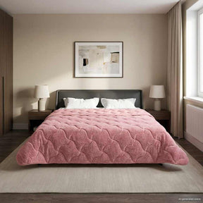 Vidaxl vol jaar dekbed roze 200 x 240 cm microfiber en teddy fleece