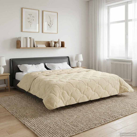 Vidaxl vol jaar dekbed crème 200 x 200 cm microfiber en teddy fleece