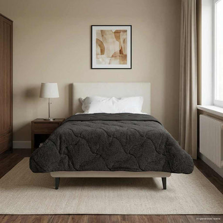 Vidaxl winter dekbed 135 x 200 cm winter antraciet ademend