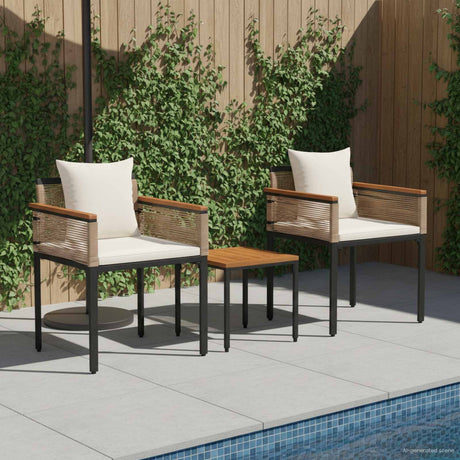 Vidaxl buitenmeubelset met kussen beige en crème wit poly rattan