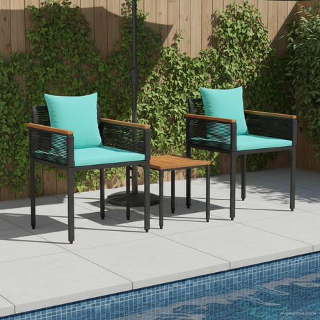 Vidaxl buitenmeubelset met kussen zwart en turquoise poly rattan