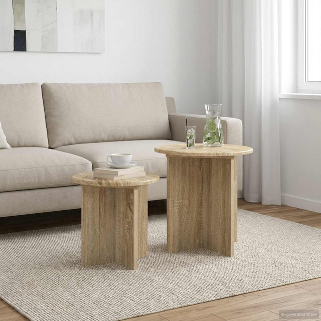 Vidaxl bijzettafelset 2 st sonoma eiken ø 45 x 45 cm