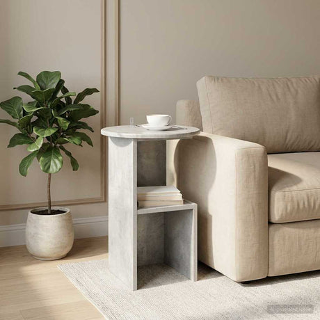 Vidaxl bijzettafel betongrijs ø 39,5 x 55 cm bewerkt hout