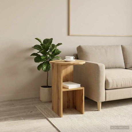 Vidaxl bijzettafel artisanaal eiken ø 39,5 x 55 cm bewerkt hout