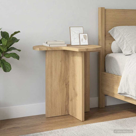 Vidaxl bijzettafel artisanaal eiken ø 39 x 38 cm bewerkt hout
