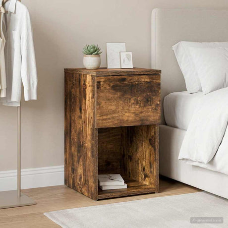 Vidaxl bed kast gerookt eiken 29 x 31,5 x 49 cm bewerkt hout