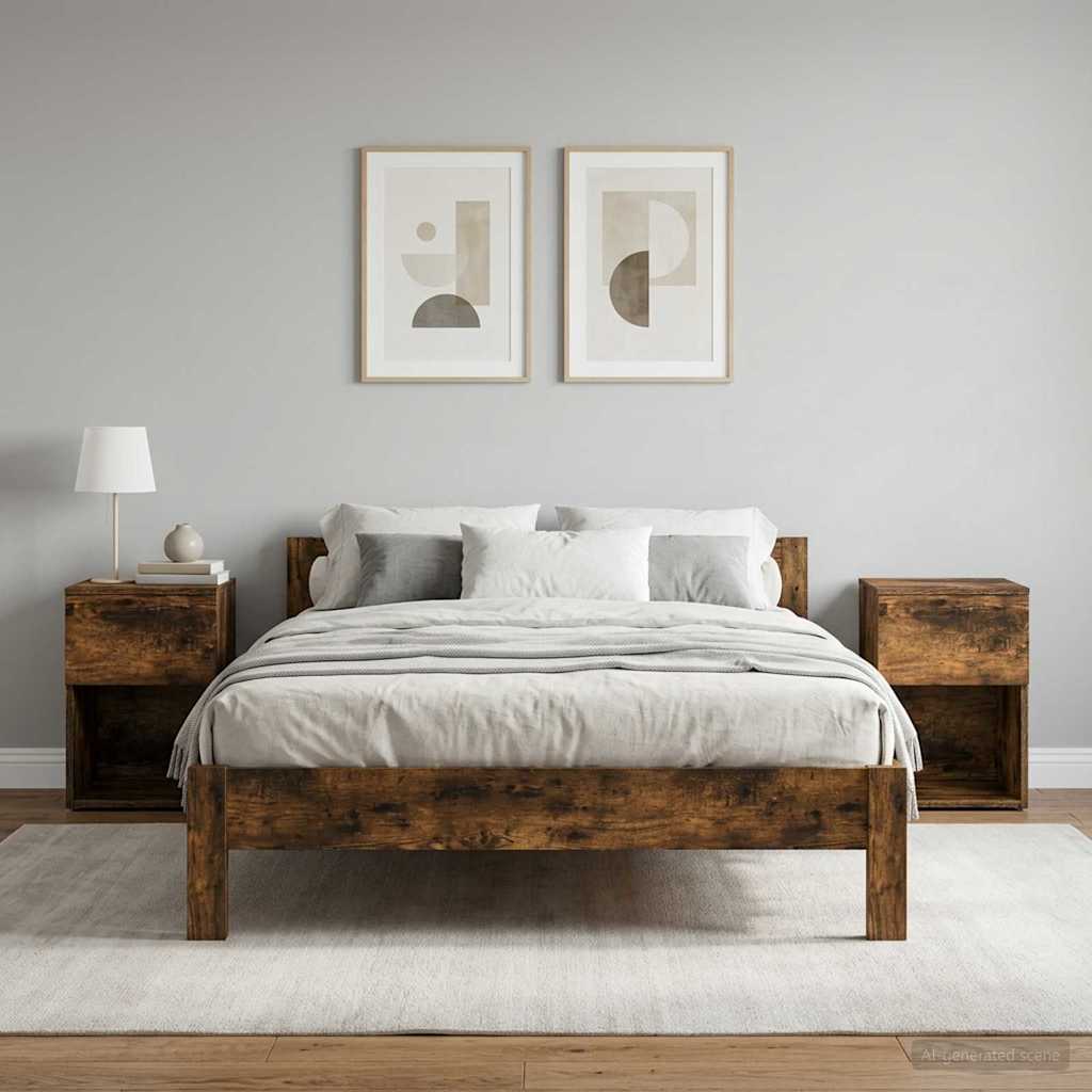 Vidaxl bed kast 2 st gerookt eiken 29 x 31,5 x 49 cm bewerkt hout