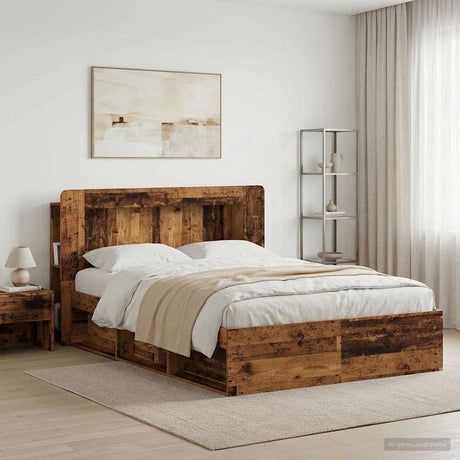 Vidaxl hoofdbordkast met opslag oud hout geconstrueerd hout