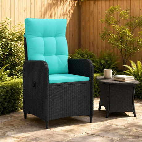 Vidaxl verstelbare tuinstoel zwart en turquoise poly rattan