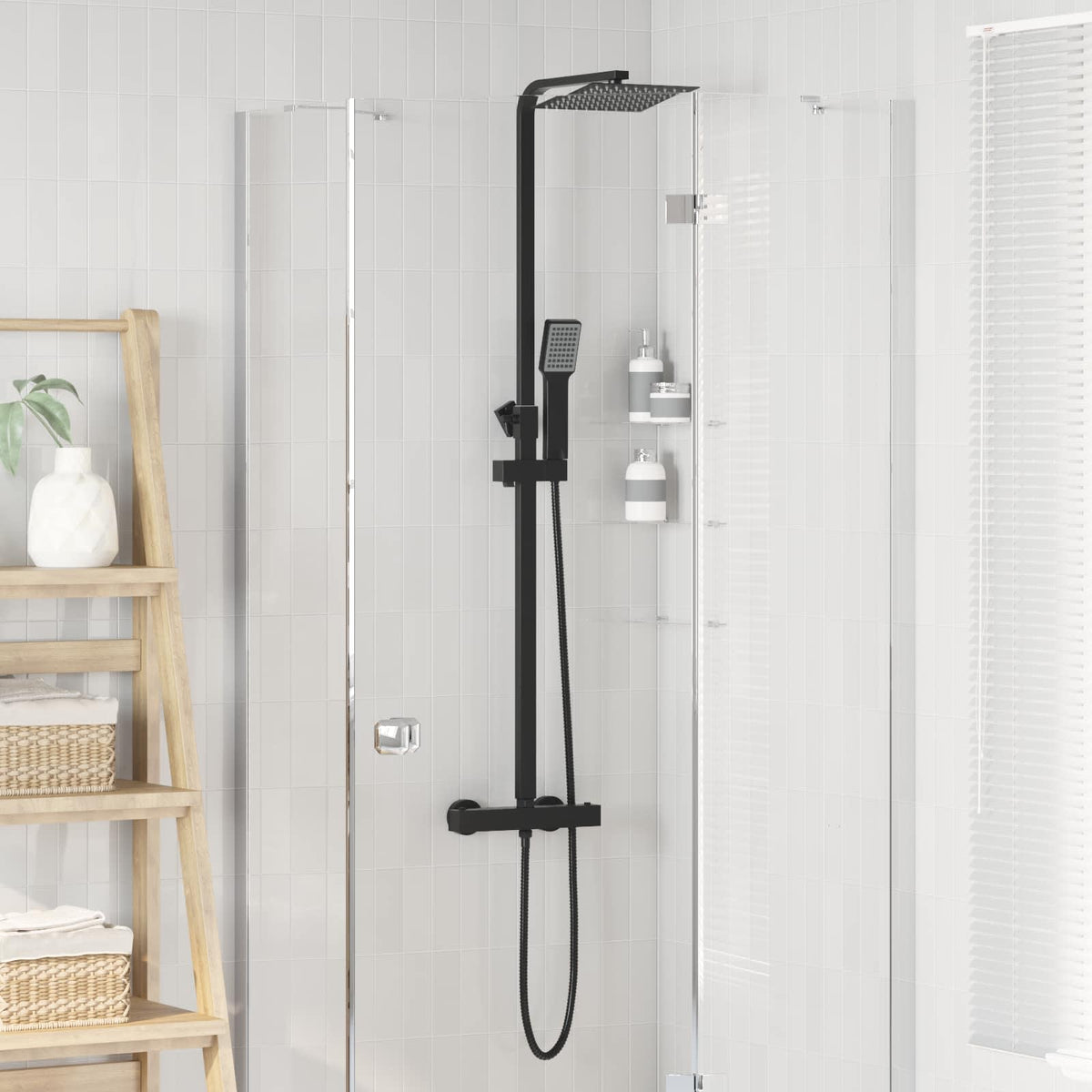 Vidaxl thermostatisch douchesysteem set zwart rvs 201