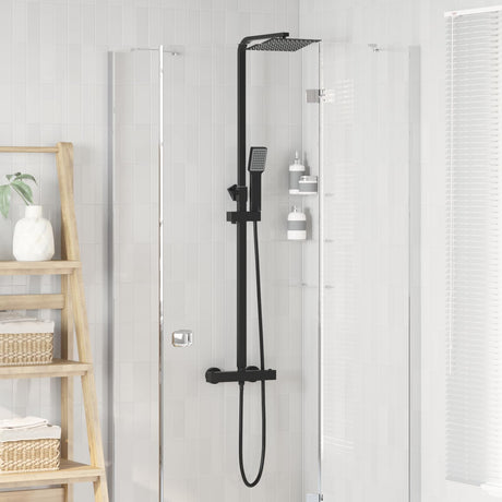 Vidaxl thermostatisch douchesysteem set zwart rvs 201