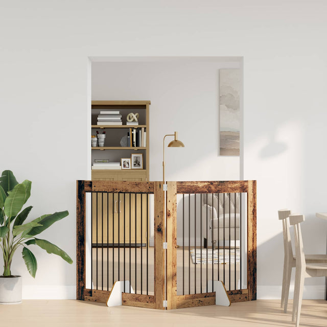 Vidaxl opvouwbaar hondenhek met standaards 2 st oud hout 200,5 cm