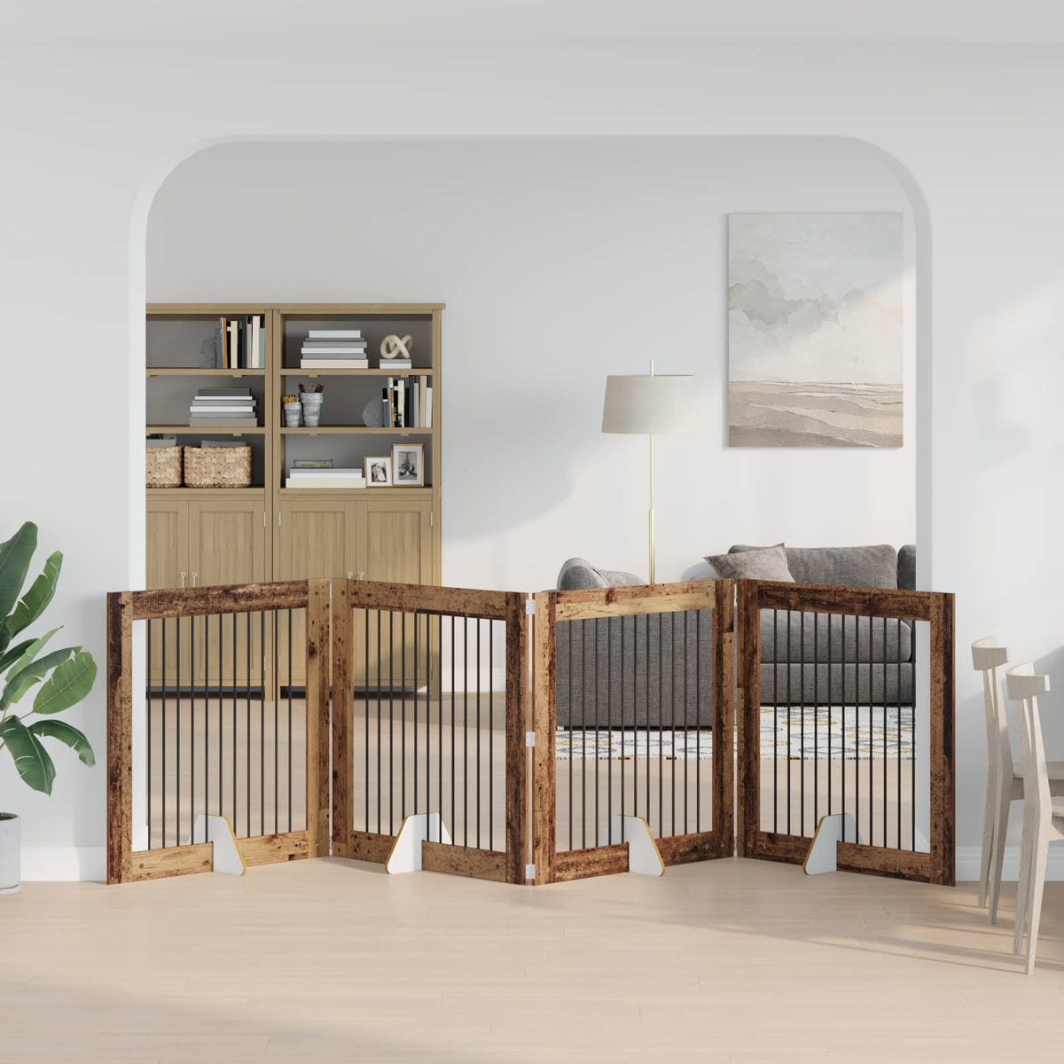 Vidaxl opvouwbaar hondenhek met standaards 4 st oud hout 401 cm