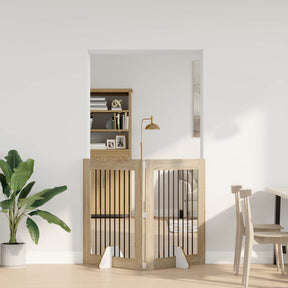 Vidaxl opvouwbaar hondenhek met standaards 2 st sonoma eiken 160,5 cm