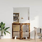 Vidaxl opvouwbaar hondenhek met standaards 2 st gerookt eiken 160,5 cm