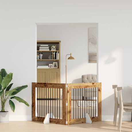Vidaxl opvouwbaar hondenhek met standaards 2 st oud hout 200,5 cm