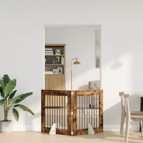 Vidaxl opvouwbaar hondenhek met standaards 2 st gerookt eiken 160,5 cm