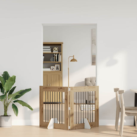 Vidaxl opvouwbaar hondenhek met standaards 2 st artisanaal eiken