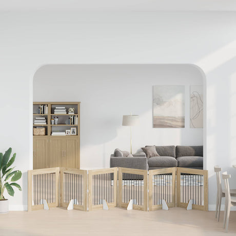 Vidaxl opvouwbaar hondenhek met standaards 6 st sonoma eiken 482 cm