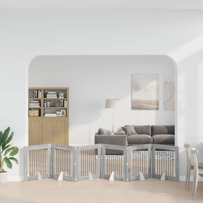 Vidaxl opvouwbaar hondenhek met standaards 6 st grijs sonoma 482 cm